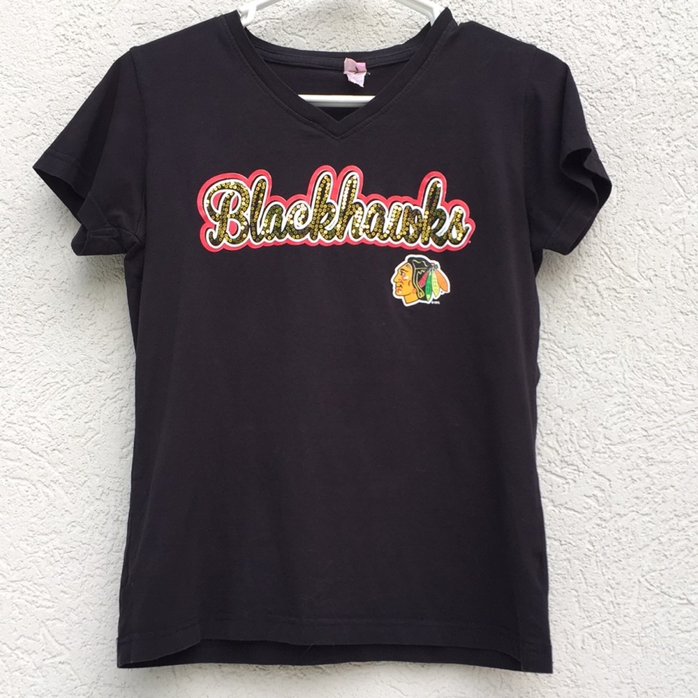 Chicago Blackhawks Small T-shirt sequins black